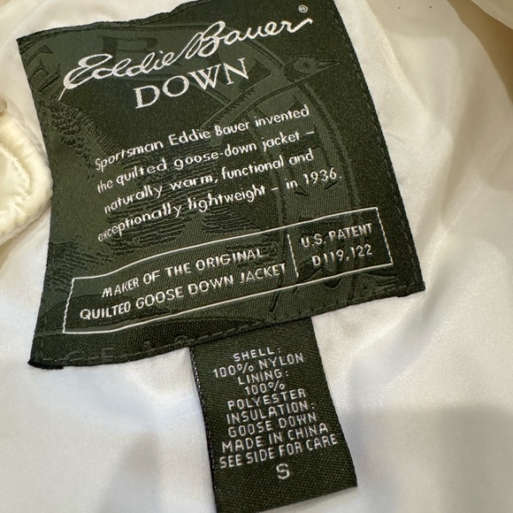 EDDIE BAUER down jacket coat size small white ivory - Picture 4 of 4